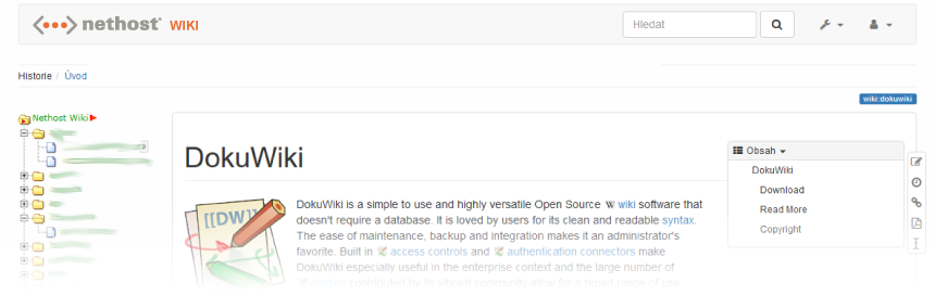 DokuWIKI - náhled aplikace